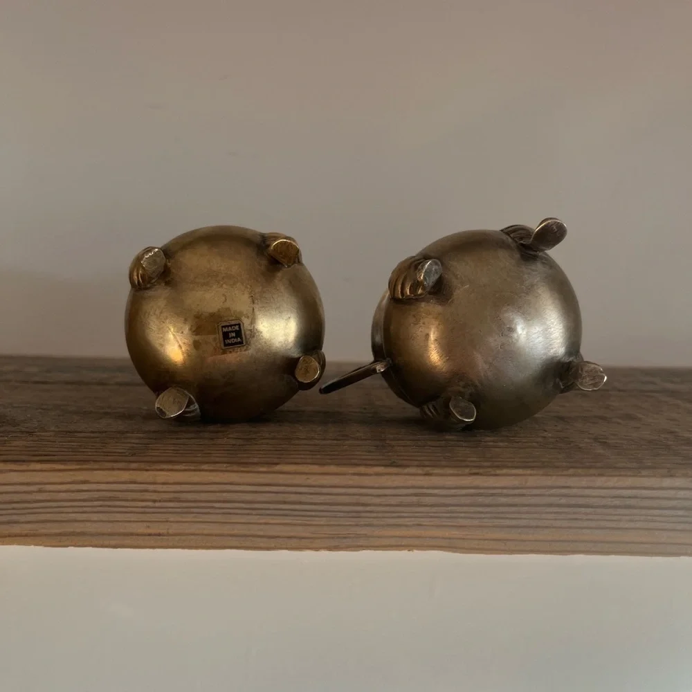 Vintage Brass Creamer and Sugar Bowl Set